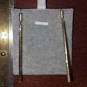 14K Yellow Gold Textured Bar Drop Earrings – 2.5 Inch Dangle Elegant Statement